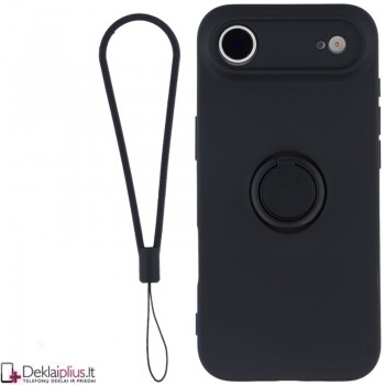 Guminis dėklas su žiedu - juodas (Apple Iphone Air)